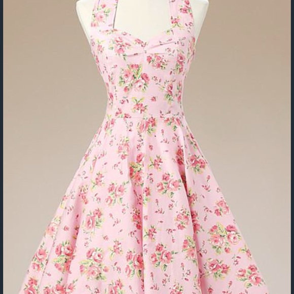 Pink vintage style halter dress - Picture 5 of 8